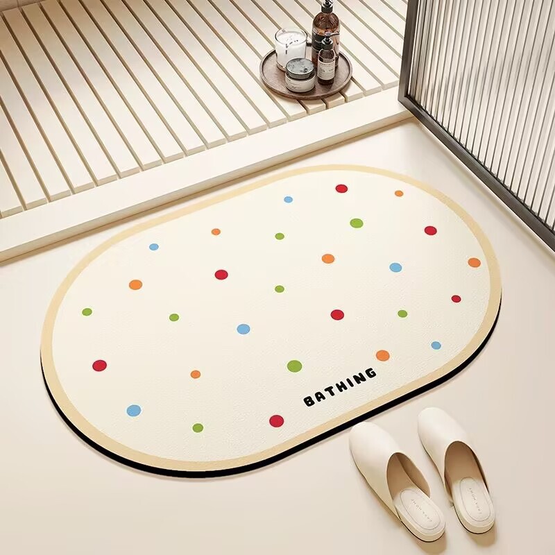 Polka Dot Bathroom Floor Mat Bathroom Toilet Door Diatom Mud Super Absorbent Quick-Drying Foot Mat Non-Slip Household Carpet Polka Dot Bathroom Floor Mat Bathroom Toilet Door Diatom Mud Super Absorbent Quick-Drying Foot Mat Non-Slip Household Carpet