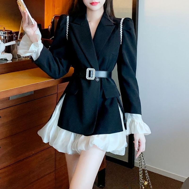气质名媛小香风西装套装女2025新款春秋高级感小个子蓬蓬裙两件套|undefined