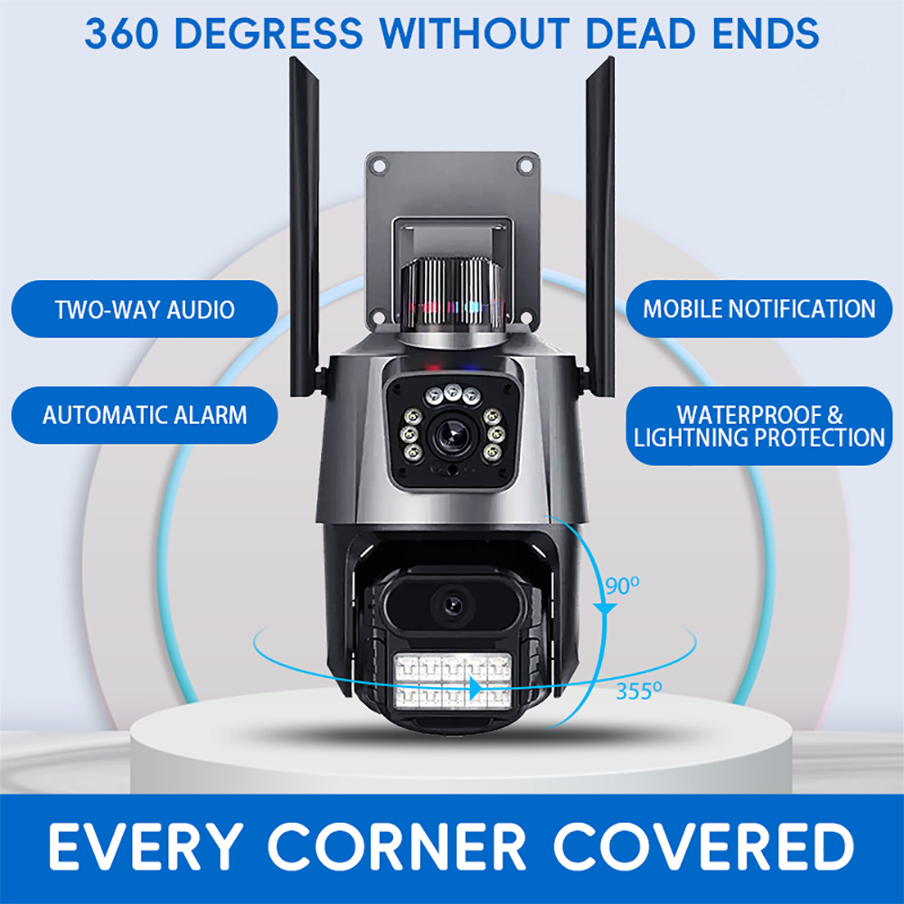 Cross-Border Hot Selling Outdoor Dual-Screen 4g Surveillance Camera Wifi High-Definition Night Vision Wireless Home Cctv Monitor