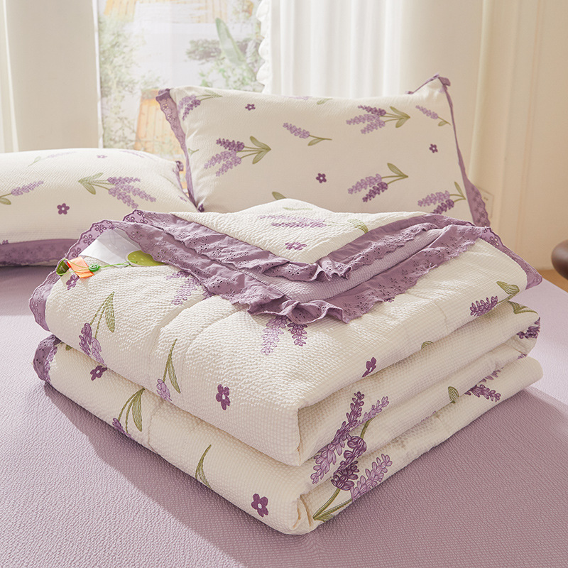 A-type aerobic bubble cotton Korean-style edge item summer quilt set four-piece single student air conditioning quilt summer cool quilt summer thin 4