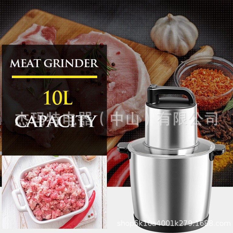 Large capacity 10L meat grinder Electric stainless steel stuffing shredder meat shredder garlic pepper cooking machine