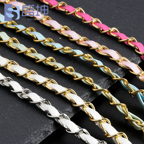 Customized Lightweight Aluminum Chain Bag Strap Replacement Metal Chain Shoulder Strap for Crossbody Bags with Leather Aluminum Chain Belt