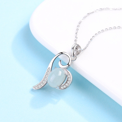 S925银镶翡翠爱心吊缅甸翡翠A货女款项链女玉坠挂件情人生日礼物