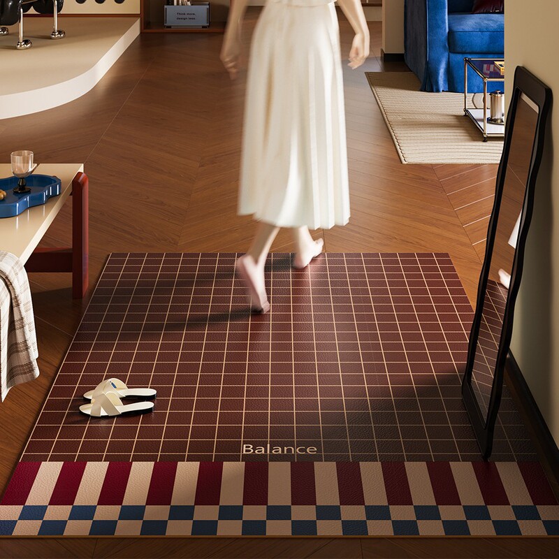 Vintage-Style Pvc Washable Floor Mat, Easy to Clean, Wipeable, Dirt-Resistant Entrance Door Mat