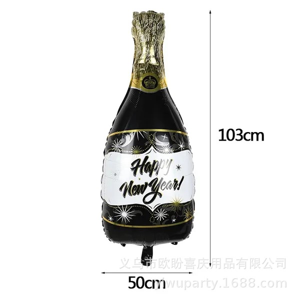 2023 Año Nuevo globo de aluminio decoración del partido fresco negro plata copa de vino globo traje bar decoración suministros traje