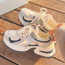 老爹鞋女2025新款春夏透气网面鞋子小众厚底优步F2429一件代发