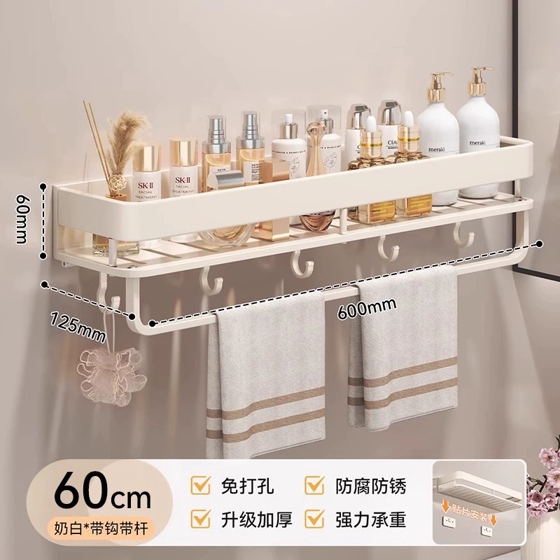 Плитка для ванной стиль Creamy с полкой для хранения без сверления стен, навесная коридальная полка для ванной комнаты балкона, полка для хранения в ванной