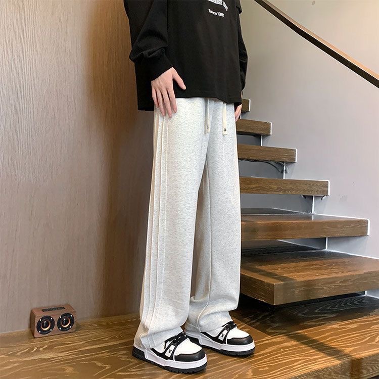 [Lightning Warehouse Hot Style] Quần thể thao nam Thương hiệu hợp thời trang mới Quần thể thao thông thường dáng rộng Quần lau sàn ống thẳng