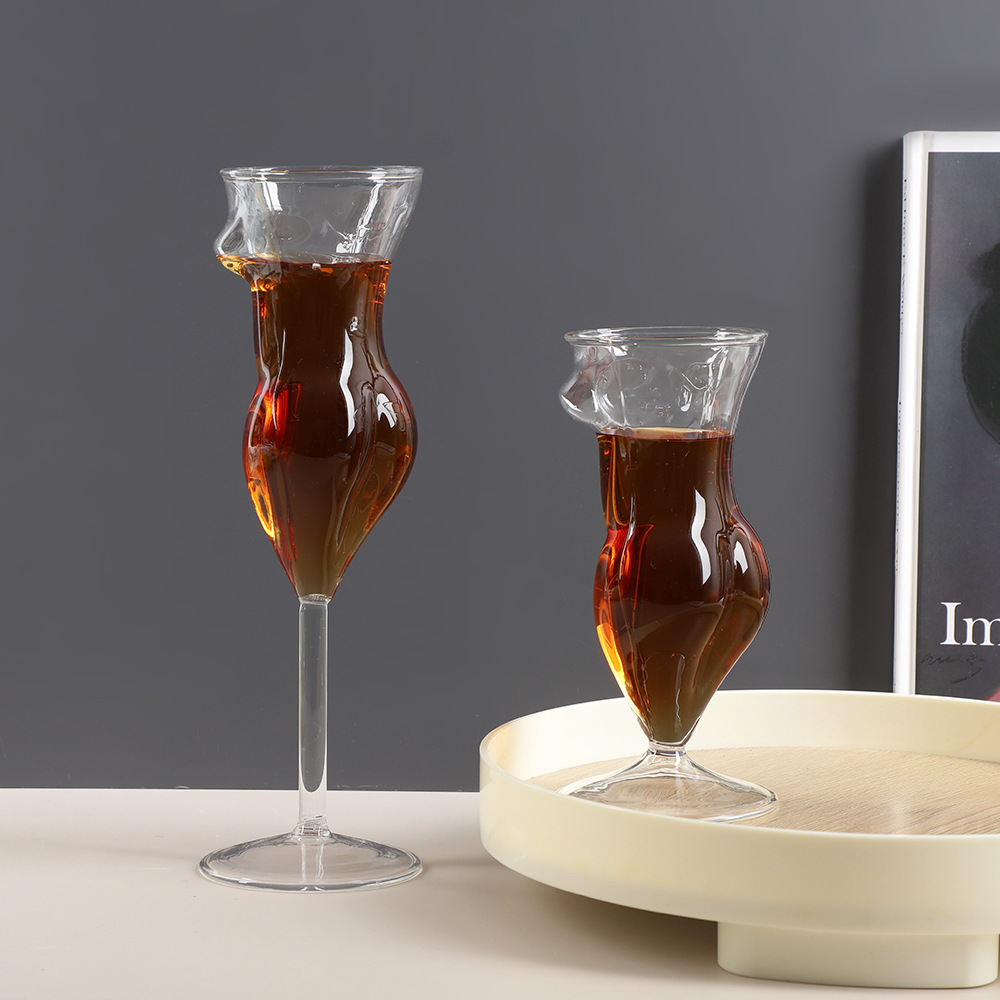 创意玻璃美女杯美人香槟杯酒吧个性高脚鸡尾酒杯人体红酒杯洋酒杯