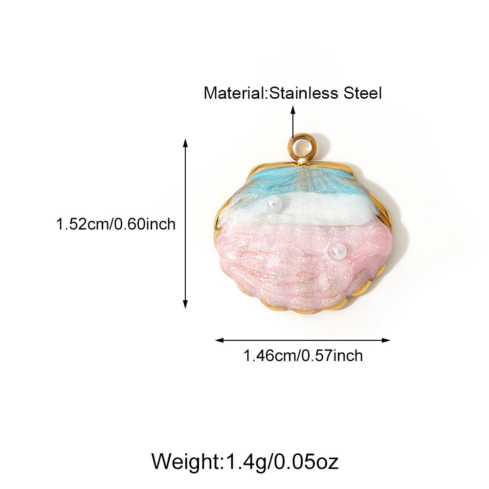 4g Weight Pendant Jewelry Making Type Charms Classification 1 Piece Quantity 304 Stainless Steel Material Shell Pattern All Seasons Season Polished Finish Plating Design Beach Style 1 Piece 304 Stainless Steel Shell Polished Pendant Charms 10