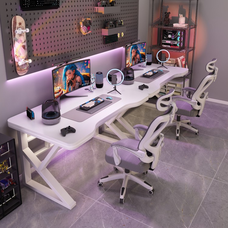 Mesa de computadora para dos personas lado a lado pareja mesa de deportes electrónicos mesa de trabajo escritorio de escritorio casero de escritorio de oficina estudio mesa y silla set