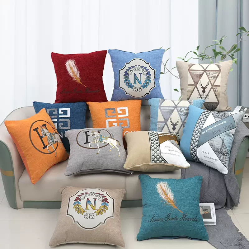 厂家直销雪尼尔刺绣抱枕ins风沙发轻奢靠枕办公室家居用品抱枕套