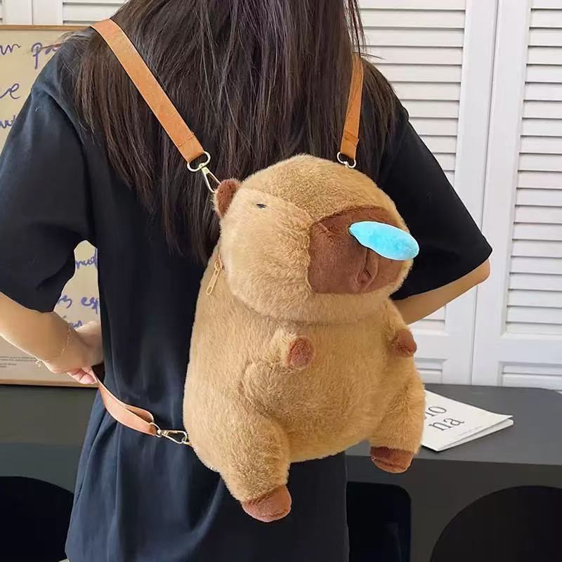 高颜値カピバラ人形ランドセルぬいぐるみバッグ漫画ポケットかわいいカピバラ収納袋|undefined