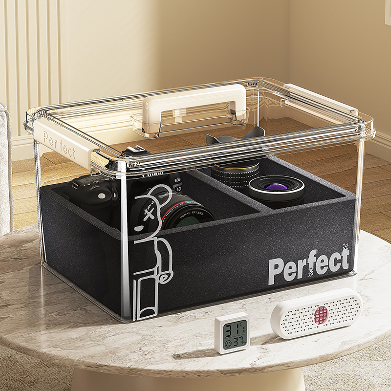 Anti-collision Storage Box Transparent Camera Lens Sealed Moisture-proof Case Portable Mobile Phone Electronics Transparent Storage Box