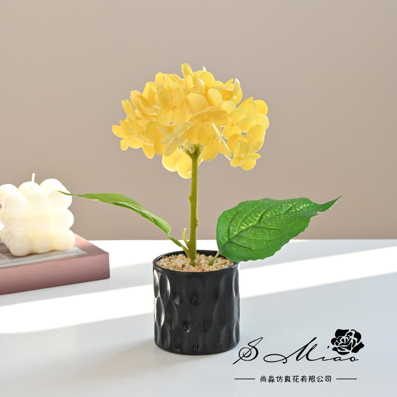 Flor falsa película 3D pequeña hortenida bonsai de alta calidad fábrica de flores de simulación decoración del hogar plantación verde flor falsa plantación en maceta