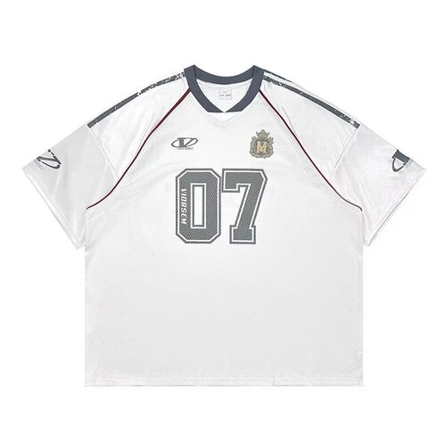 Vintage American Style Long-Sleeve T-Shirt Trendy Brand Quick-Dry Mesh Breathable Loose Casual V-Neck Racing Top