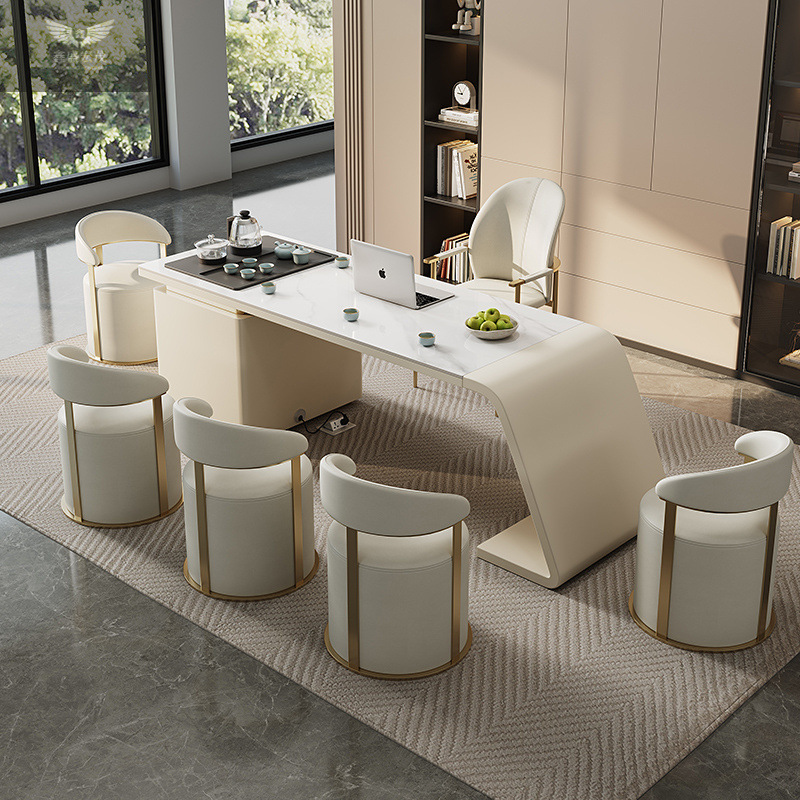 Nueva combinación de mesas y sillas de té de roca, diseño moderno simple y de moda, oficina en el hogar, balcón integrado, mesa de té
