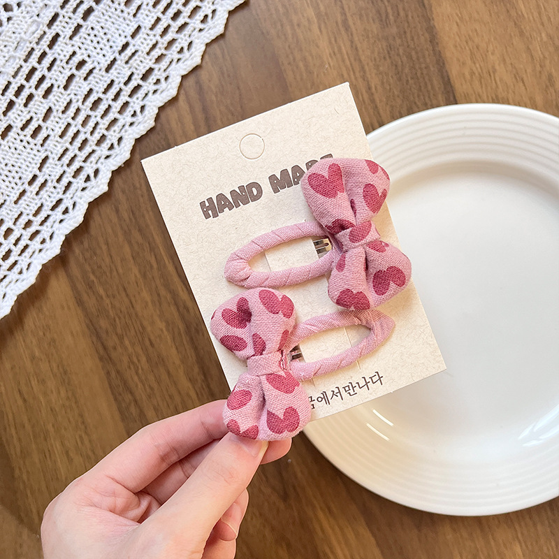 Arco de tela dulce coreano para niños broche BB clip de pelo rosa de caramelo para niñas clip de pelo lateral roto