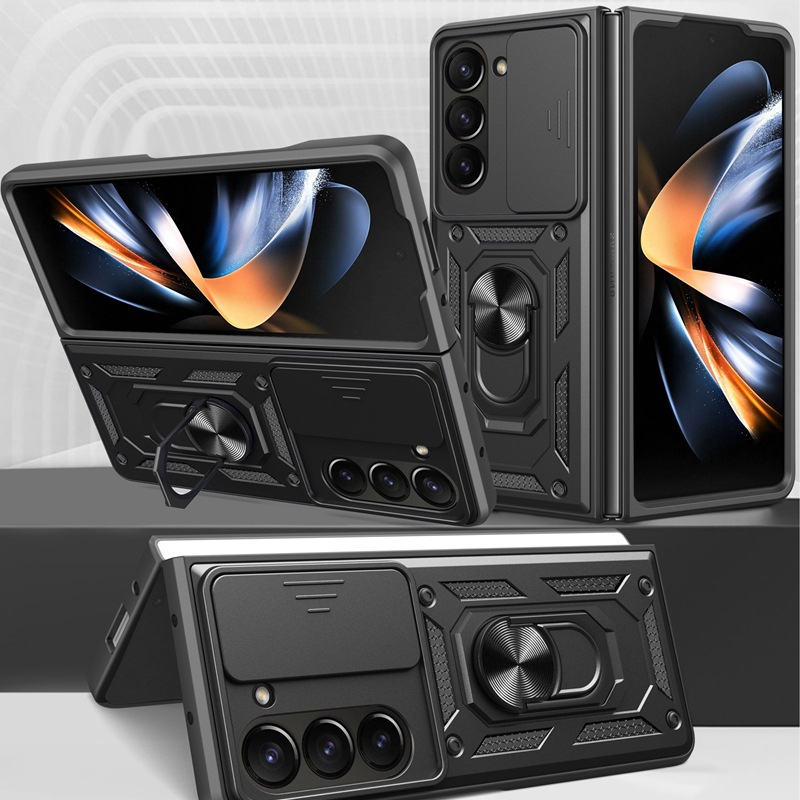 Protective Phone Case For Samsung Z Fold With Finger Ring Bracket_voghion.com