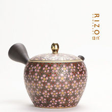 日本進口常滑燒急須壺 玉光作彩繪側把泡茶壺日式茶具