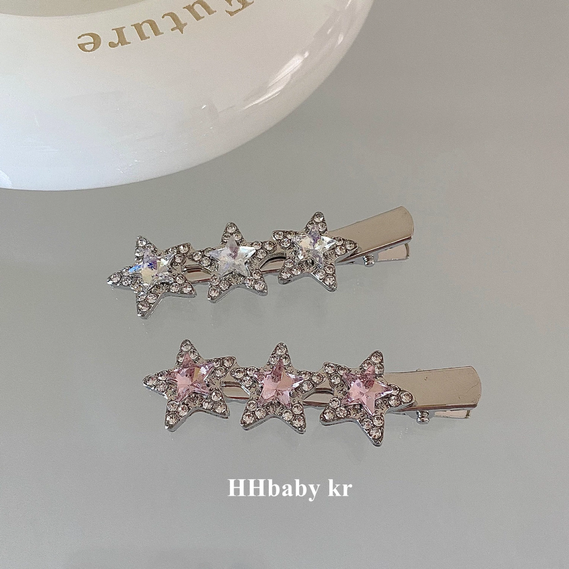 【HHBABY KR】Сладкие крутые допаминовые аксессуары y2k супер блестящая серебряная металлая звезда заколка для волос