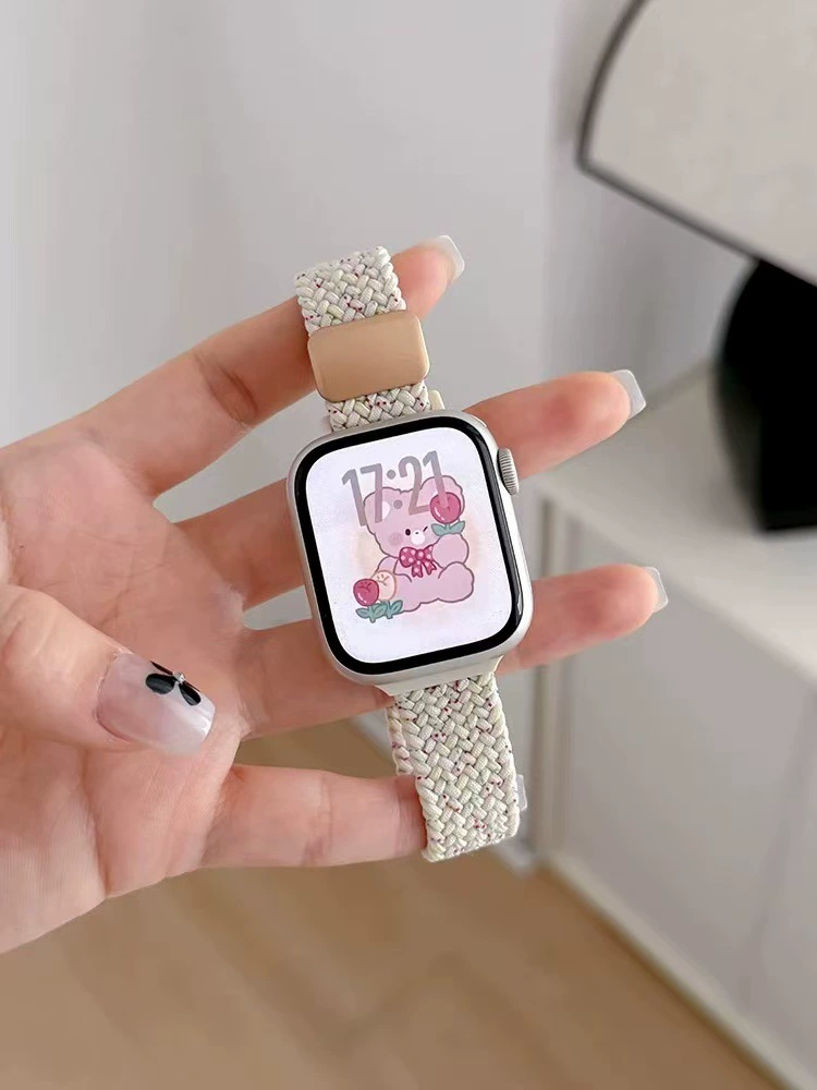 【Детально】Совместимо с ремешком iwatch10 S9 Apple Watch applewatch8 нейлон бороздчатый магнитный всасывание