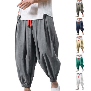 Chinese Style Japanese Style New Arrival Casual Pants Men's Cropped Loose Wide Leg Bodyman plus size and Fat Radish Pants