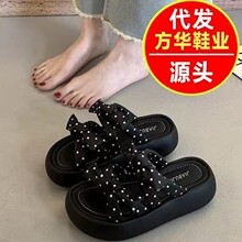 2026年小众春夏季新款波点蝴蝶结厚底舒适增高防滑时尚百搭女拖鞋