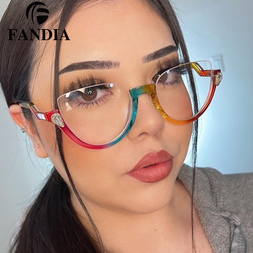 97174 European and American popular half-frame retro optical glasses, fashionable flat glasses, Korean style trendy anti-blue light glasses batch