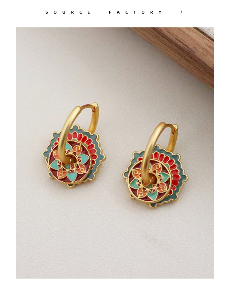 1 Pair Classical Flower Enamel Copper Drop Earrings display picture 5