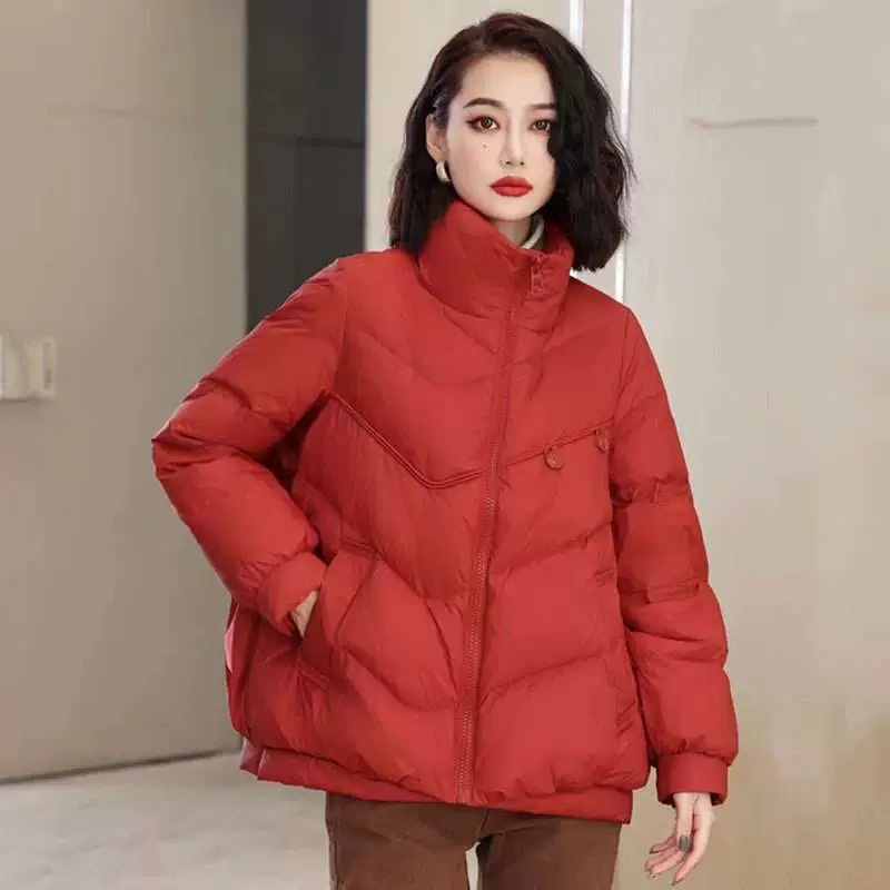 Женская одежда Jiaxing Pinghu, белый утиный пух, зимний корейский короткий пуховик большого размера, нежный женственный стиль, утепленный