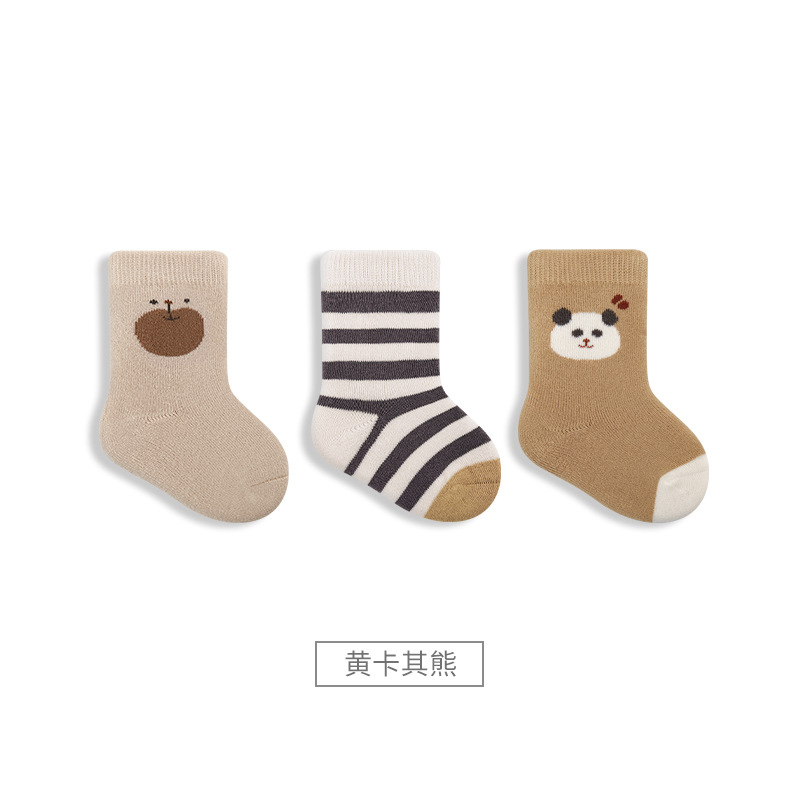 2023 Otoño e Invierno Nuevos calcetines para bebés engrosados Terry cálido bebé recién nacido dibujos animados boca suelta sin hueso calcetines de media pantorrilla