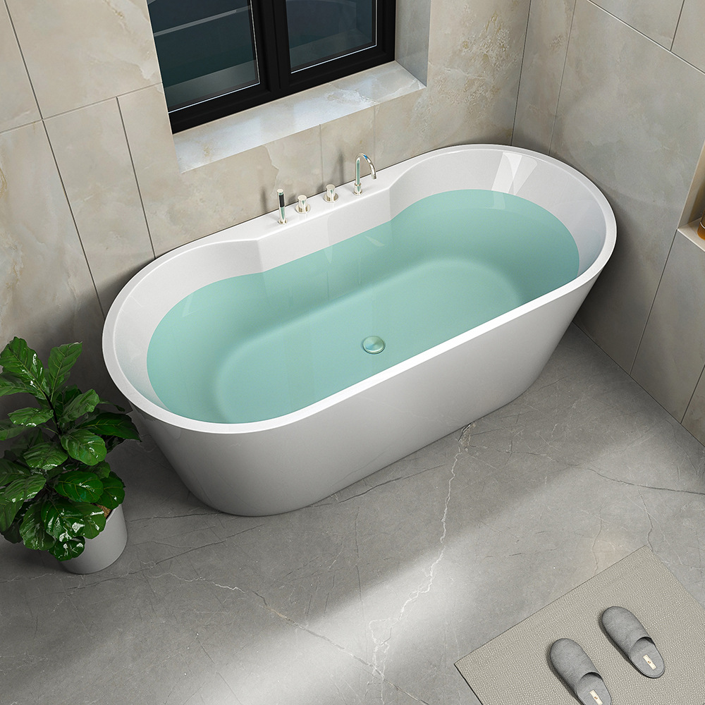 Modern Small Apartment Freestanding Oval Simple Bathtub Internet Celebrity Homestay Bathroom Acrylic Adult Household Bathtub