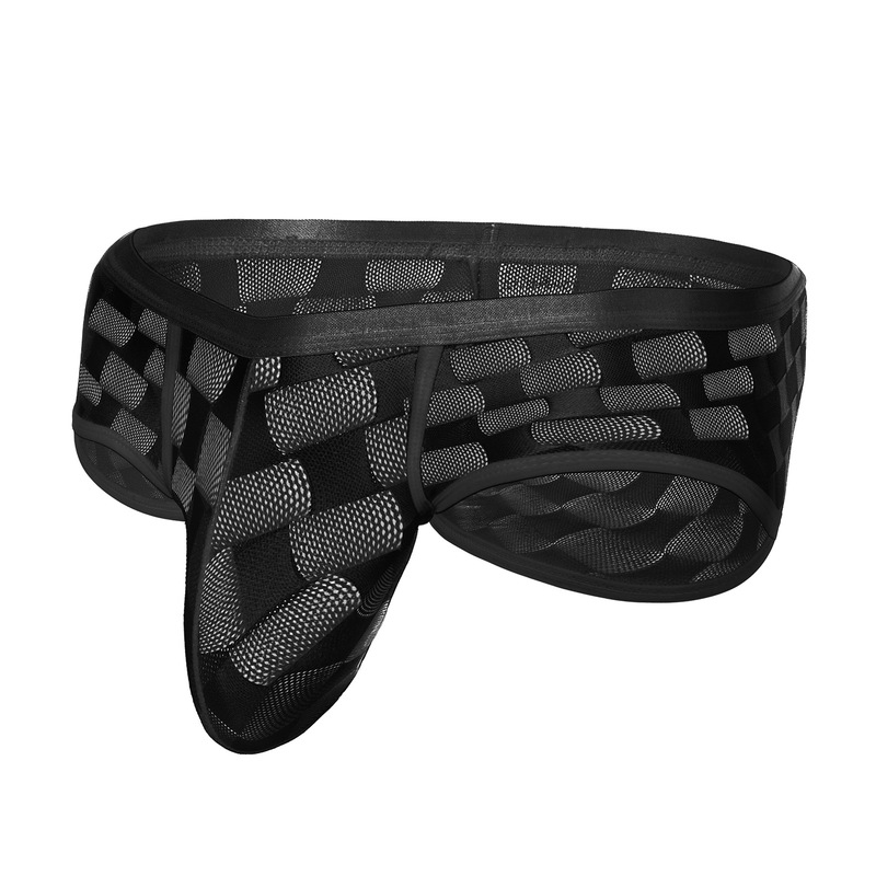 Amazon's Hottest Men's Mesh Plaid Boxer Shorts Sexy Ultra-Thin Transparent Low-Waist U-Convex Bag Breathable Underwear