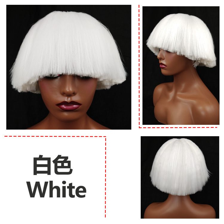Foreign trade export broom head wig LADY GAGA same wig rose net rice White explosive head wig cover