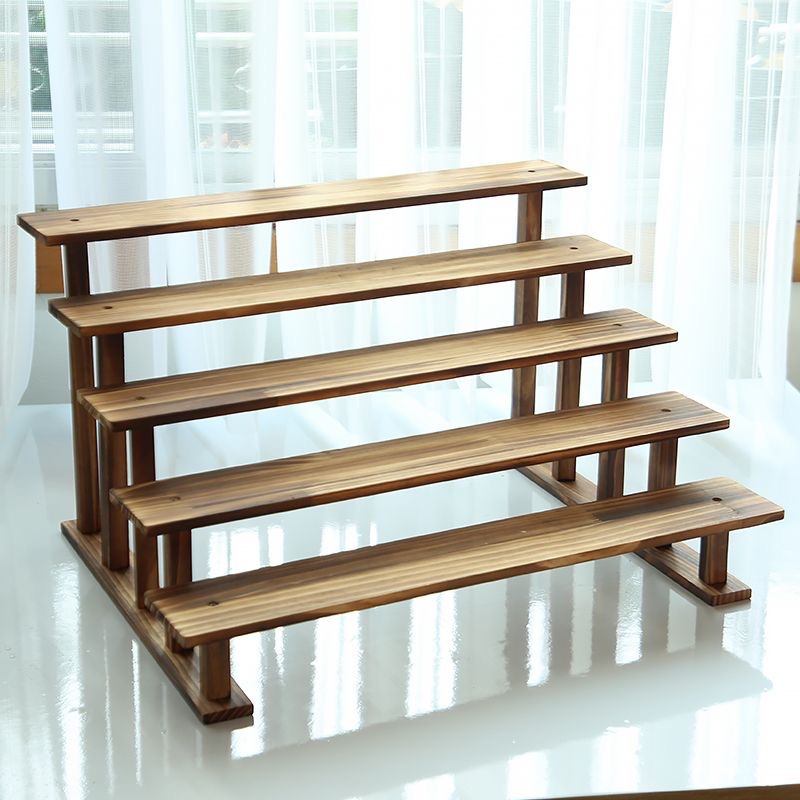 展示架实木置物架小花架木质多肉阳台多层植物摆摊阶梯柜子手办架