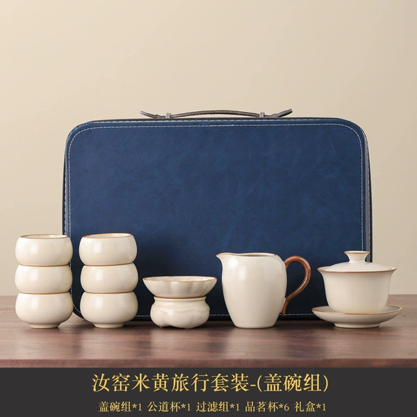 HC Douhuang Ru kiln covered bowl set of 10 pieces [travel size]
