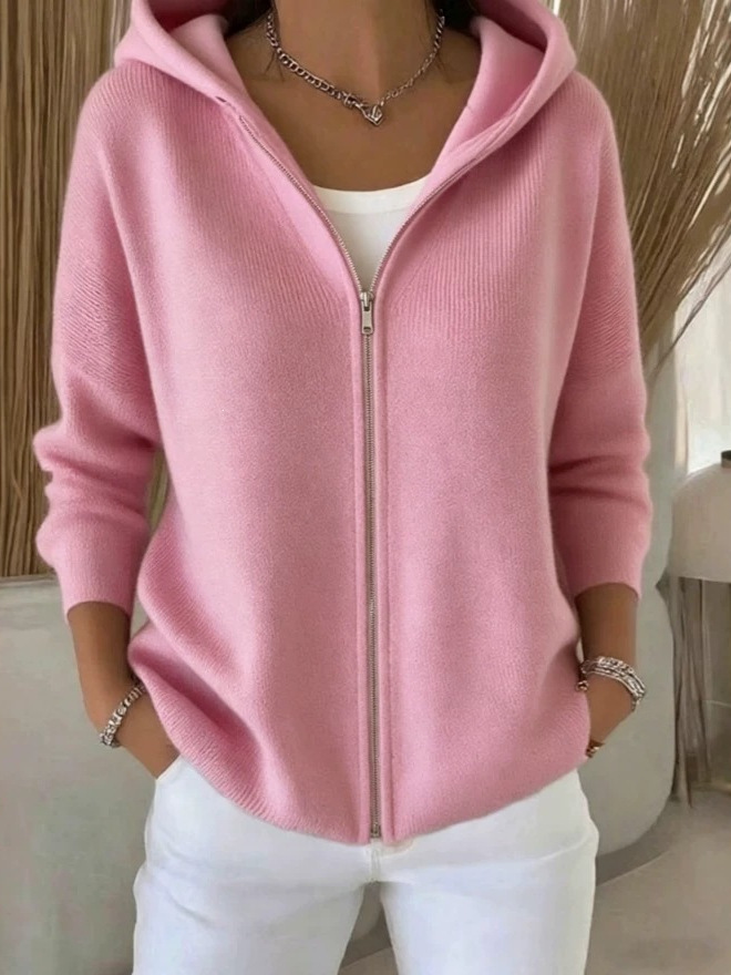 knitted dress with zipper with hood