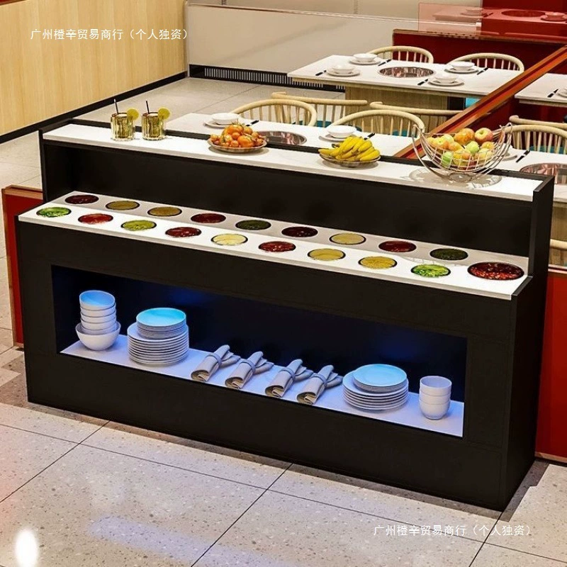 Ресторан-буфет с горячим горшком, стол для приправ, коммерческий стол для небольших ингредиентов, ресторан, стол для соусов, стол для приправ для острых горячих горшков, стол для фруктов, холодных блюд