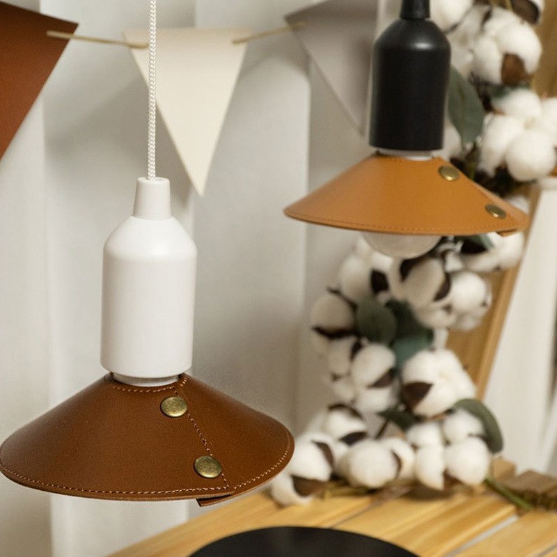 Outdoor Camping PULeather Lampshade Tent Chandelierlight Cover Mobile Lamp Leather Protection