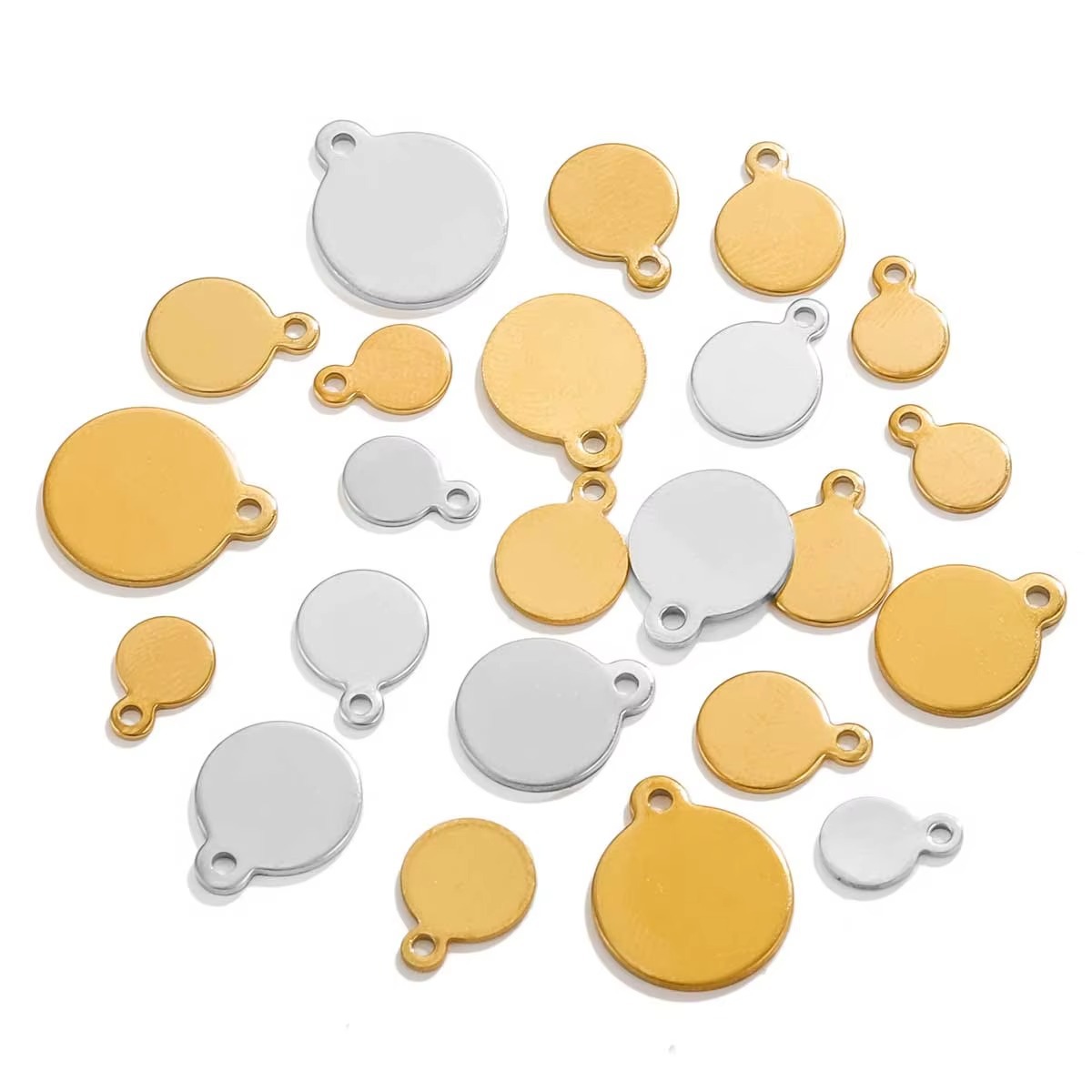 Placa redonda de acero inoxidable para logotipo, accesorios de joyería DIY, colgante para collar o pulsera.
