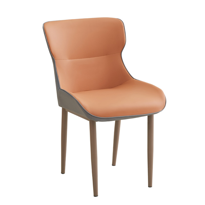 Silla de comedor de lujo de cuero simple y moderna silla de acero al carbono silla de ocio multicolor silla de recepción de hotel