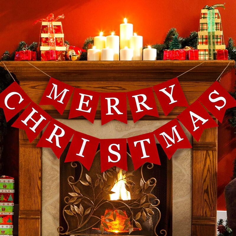 クリスマスバナー、旗、吊り下げ旗、文字、カラフルな旗、フラワーアレンジメント、クリスマスパーティーデコレーション用品|undefined