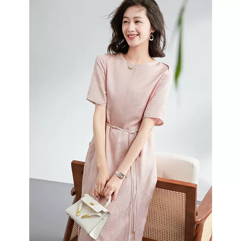 巨好看的年轻版真丝连衣裙女夏小个子2025系带气质显瘦桑蚕丝裙子