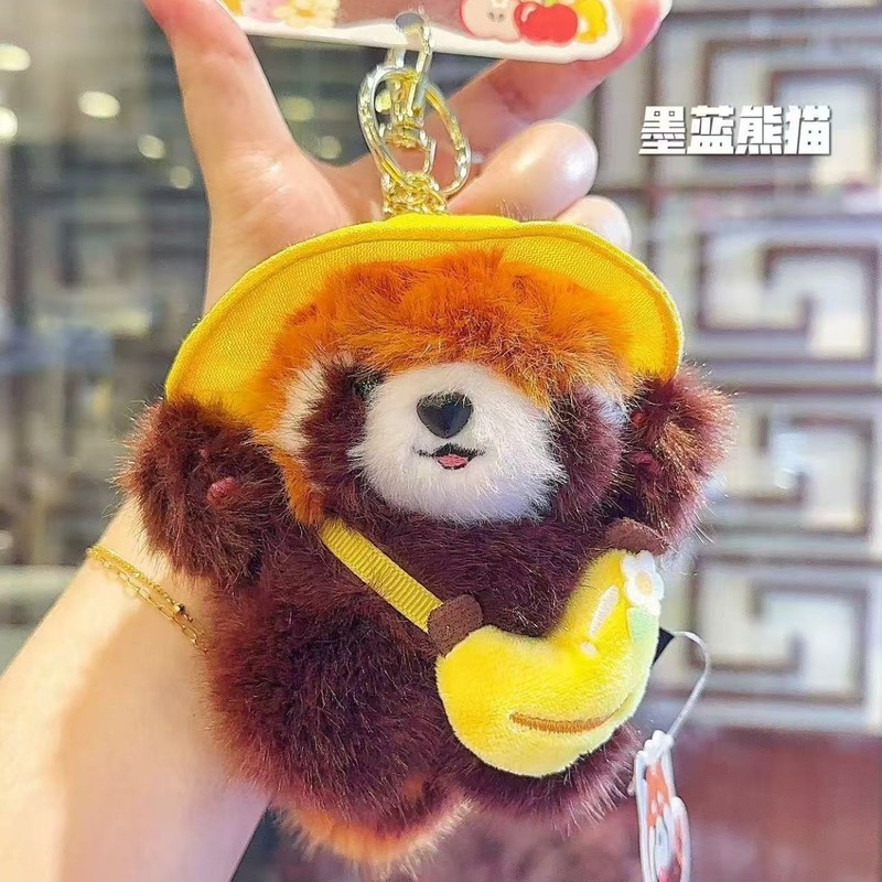 出逃小熊猫毛绒公仔钥匙扣情侣背包挂件精致熊猫纪念品玩偶货源|undefined