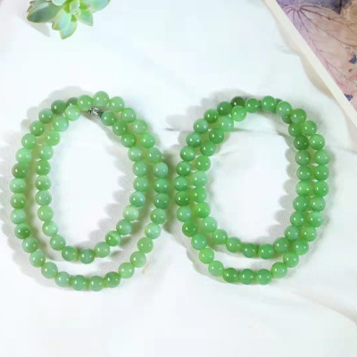 Jewellery New products list natural Nephrite  wholesale Jasper Yang Green Beads Apple green Hand string Bracelet Necklace