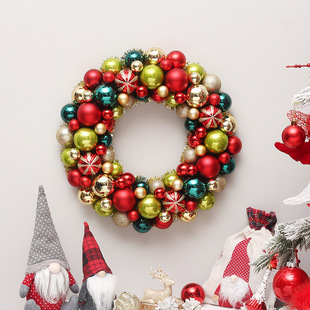 Cross-Border New Products Christmas Decorations Ball Garland Shopping Mall Scene Layout Wall Pendant Garland Rattan Circle Tree Hanging Decoration