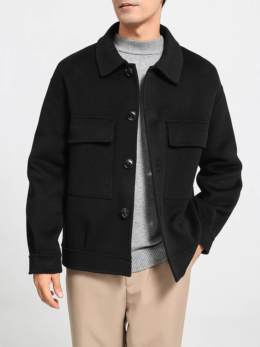 Otoño y invierno de hombre de doble cara 100 chaqueta de lana nizi chaqueta de solapa suelta cuello corto chaqueta de cachemira personalizada