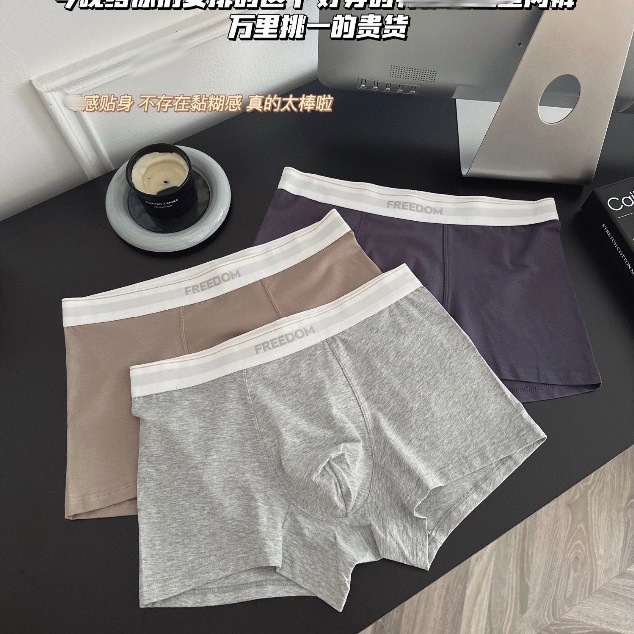 646 # 간단한 속옷 작은 블랙 박스 코튼 바지 남성용 속옷 허리 복서 바지 편안한 부드러운 통기성 원활한 도매