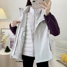 羽绒冲锋衣女冬季户外防风保暖鸭绒内胆可脱卸三合一两件套男大码